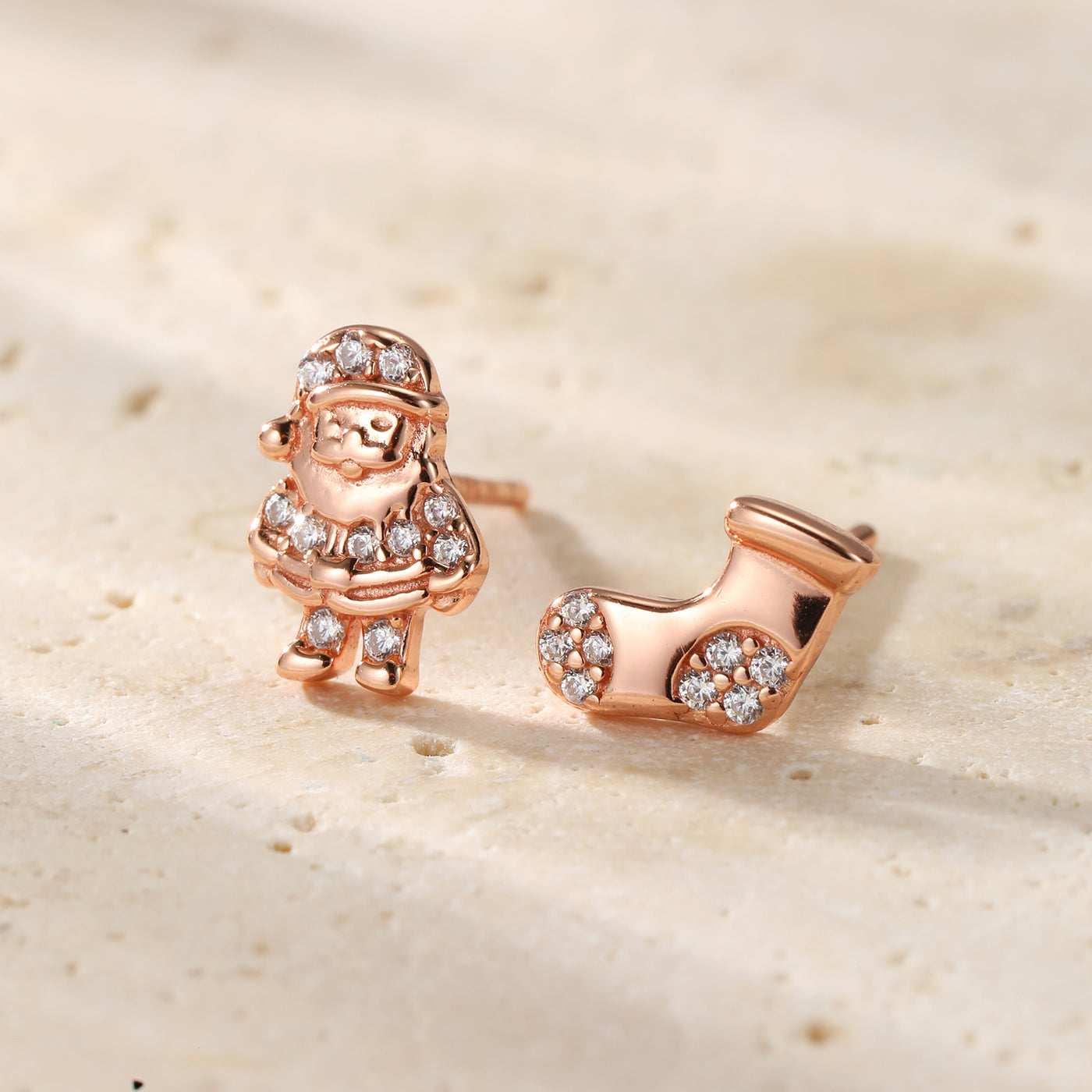 Santa und Weihnachtsstrumpf Ohrstecker Sterling Silber