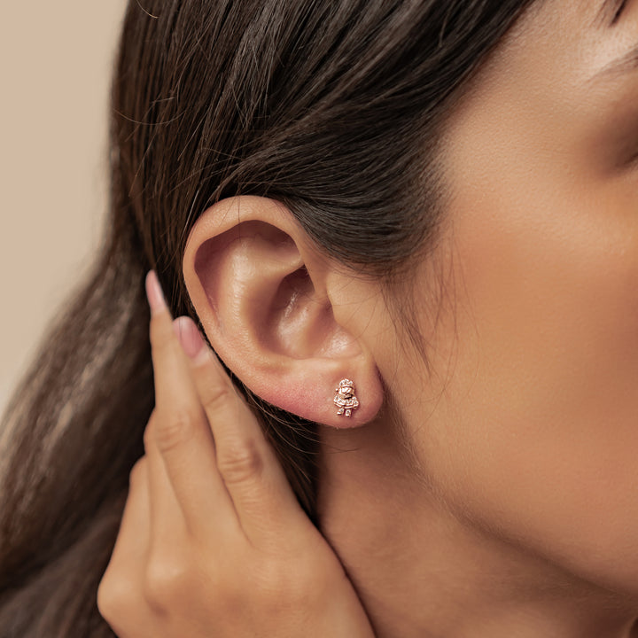 Pendientes Botón Santa y Calcetín Navidad Plata de Ley 925