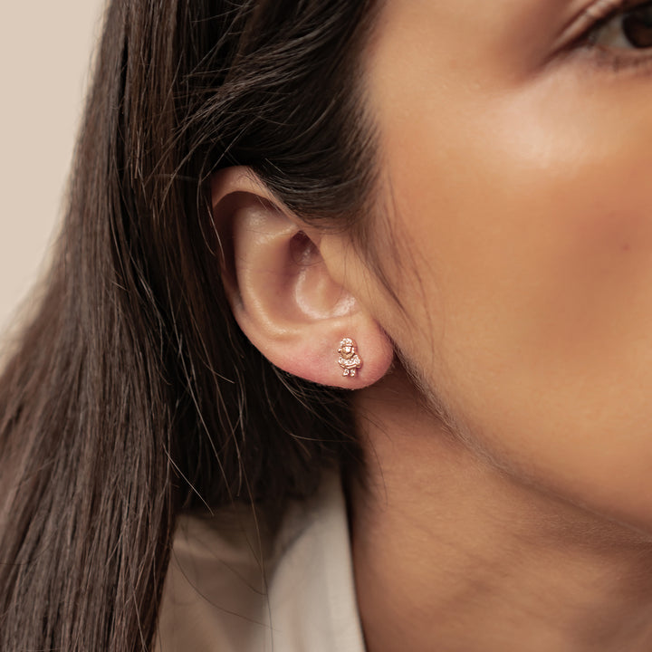 Pendientes Botón Santa y Calcetín Navidad Plata de Ley 925