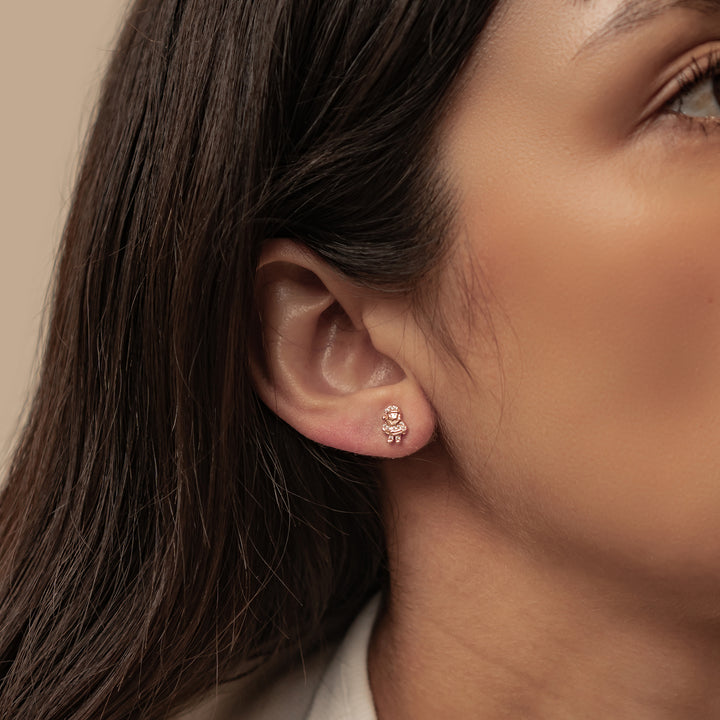 Pendientes Botón Santa y Calcetín Navidad Plata de Ley 925