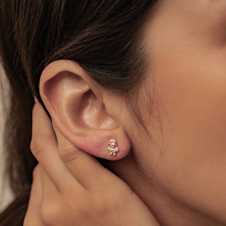 Pendientes Botón Santa y Calcetín Navidad Plata de Ley 925