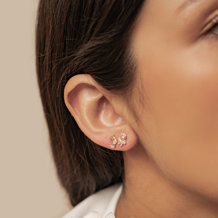 Pendientes Botón Santa y Calcetín Navidad Plata de Ley 925