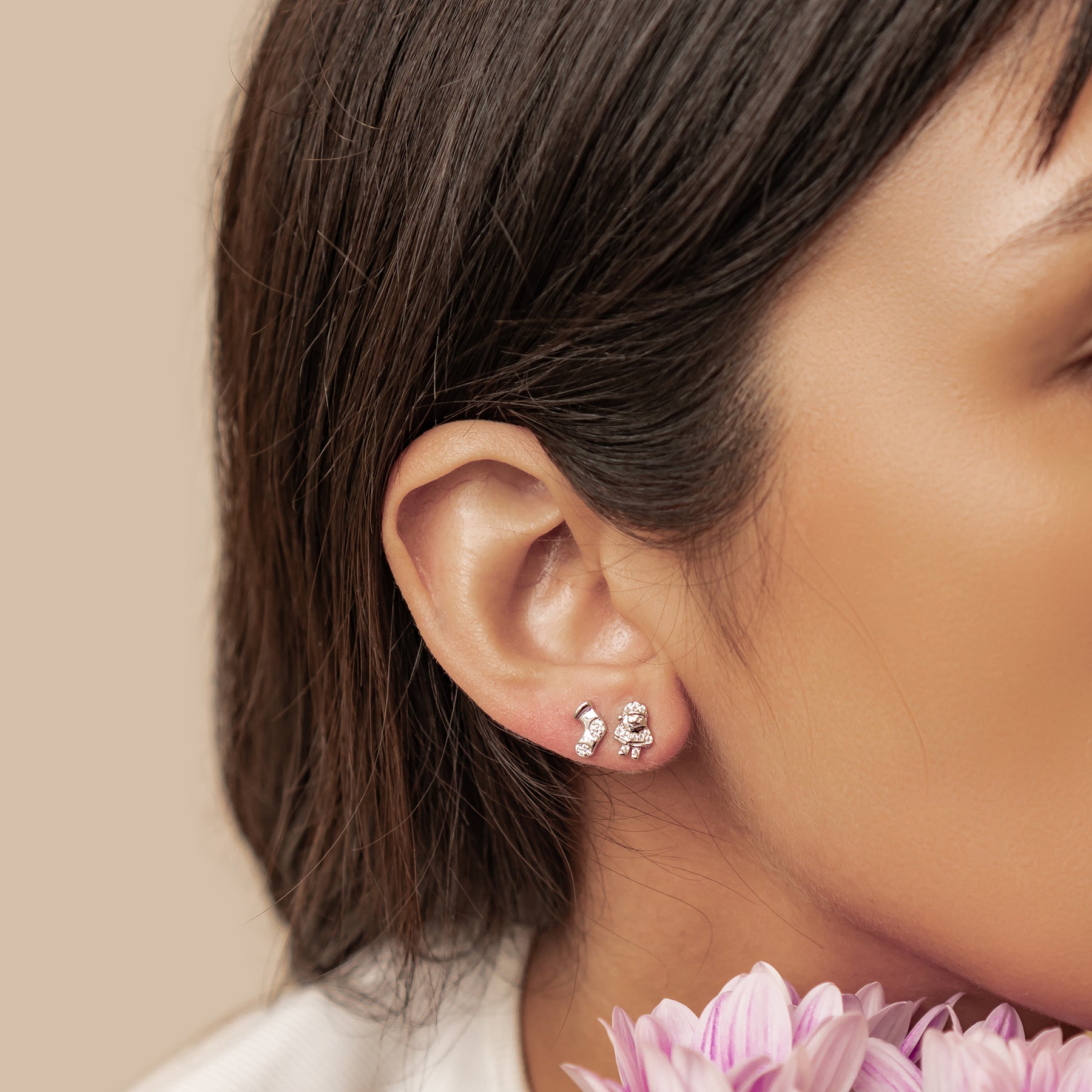 Boucles d’oreilles Santa & Christmas Stocking Argent Sterling