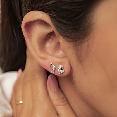 Santa und Weihnachtsstrumpf Ohrstecker Sterling Silber