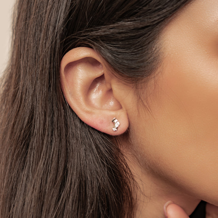 Pendientes Botón Santa y Calcetín Navidad Plata de Ley 925