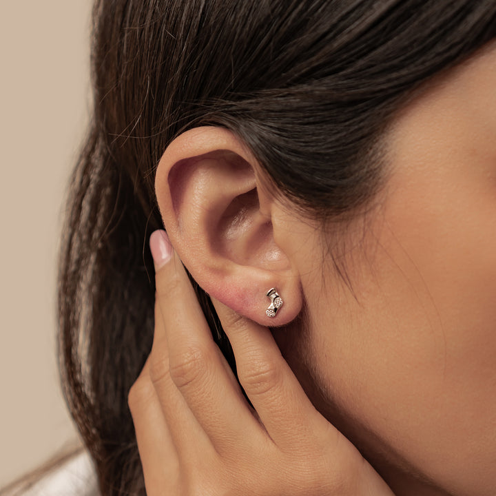 Pendientes Botón Santa y Calcetín Navidad Plata de Ley 925