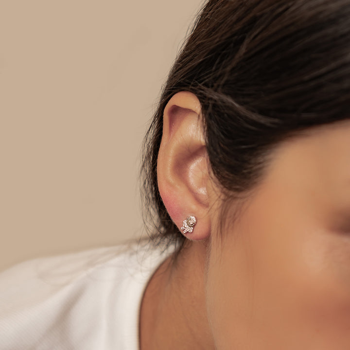 Pendientes Botón Santa y Calcetín Navidad Plata de Ley 925
