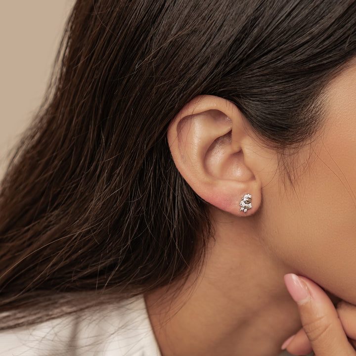 Pendientes Botón Santa y Calcetín Navidad Plata de Ley 925