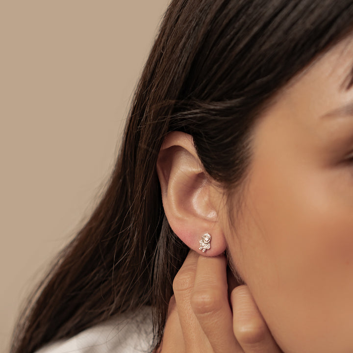 Pendientes Botón Santa y Calcetín Navidad Plata de Ley 925