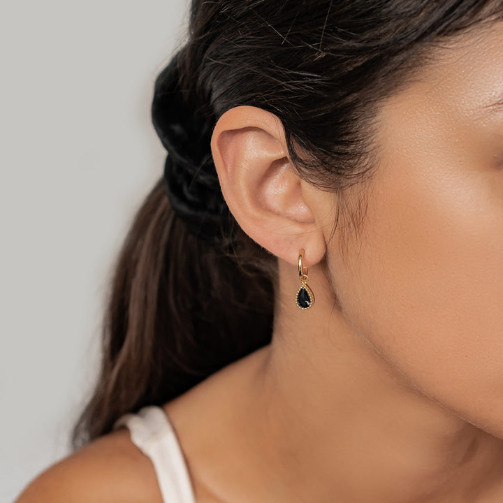 Boucles d’Oreilles Creoles Birthstone Saphir Septembre Argent Sterling