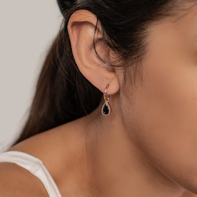 Boucles d’Oreilles Creoles Birthstone Saphir Septembre Sterling Argent