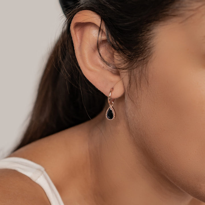 Boucles d’Oreilles Creoles Birthstone Saphir Septembre Argent Sterling