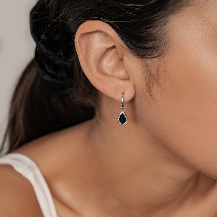 Boucles d’Oreilles Creoles Birthstone Saphir Septembre Argent Sterling