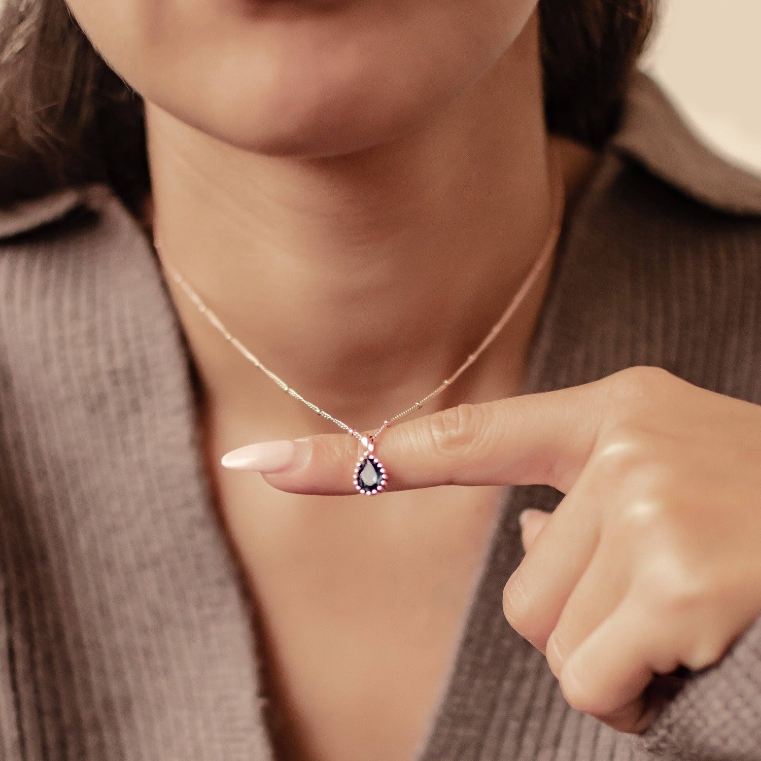 Collar Birthstone Septiembre Zafiro Plata de Ley 925