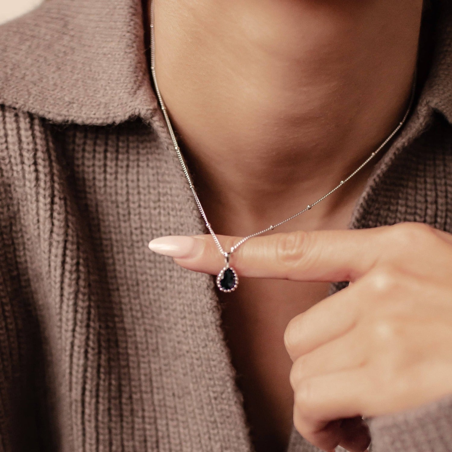 Collier Pierre de Naissance Septembre Saphir Sterling Argent