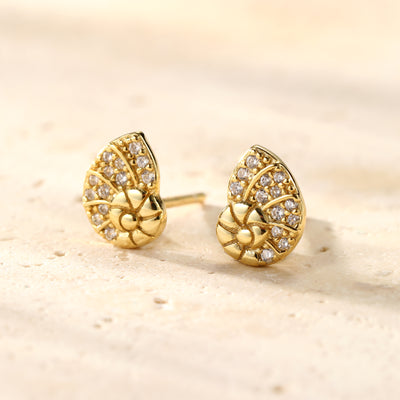 Muschel Swirl Sparkle Ohrstecker Sterling Silber