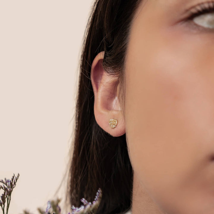 Pendientes Botón Concha Espiral Brillo Plata de Ley 925