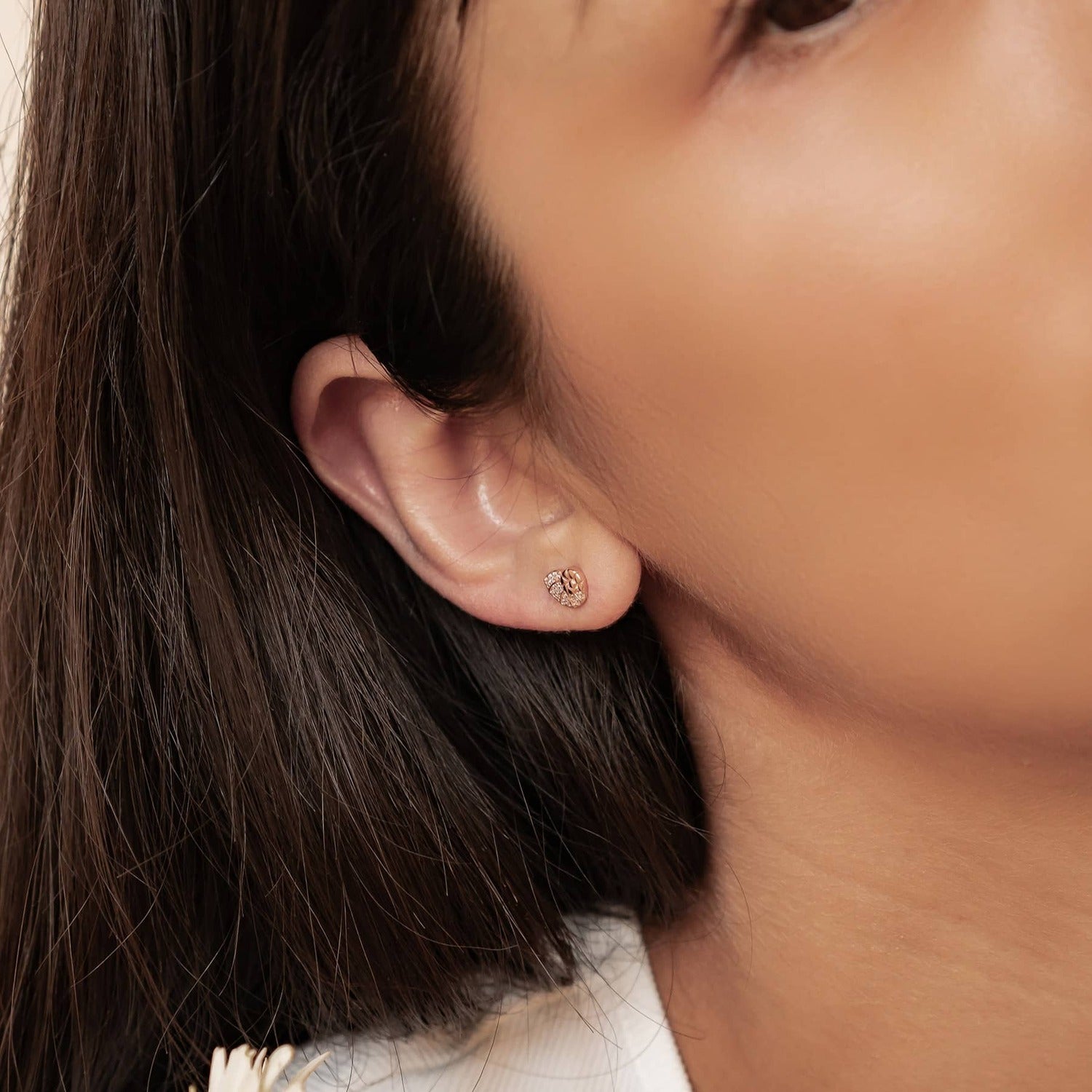 Shell Swirl Sparkle Stud Earrings Sterling Silver