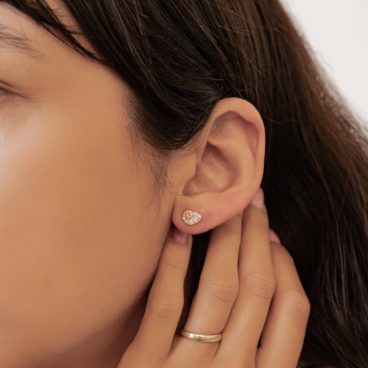 Pendientes Botón Concha Espiral Brillo Plata de Ley 925