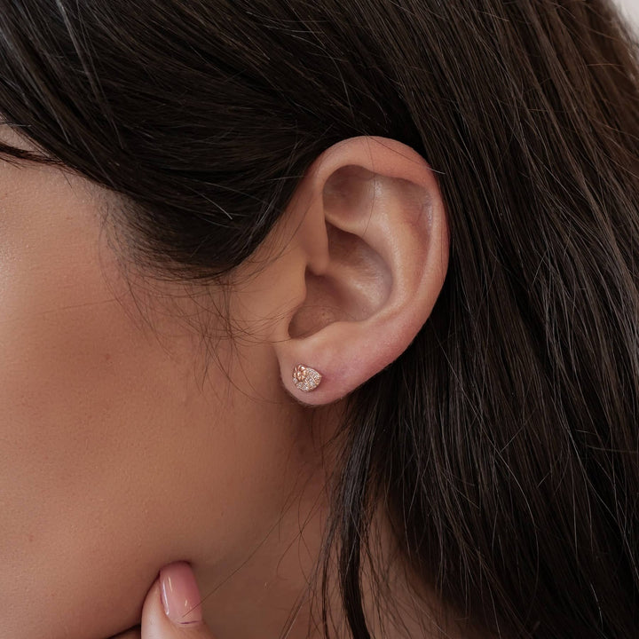 Pendientes Botón Concha Espiral Brillo Plata de Ley 925