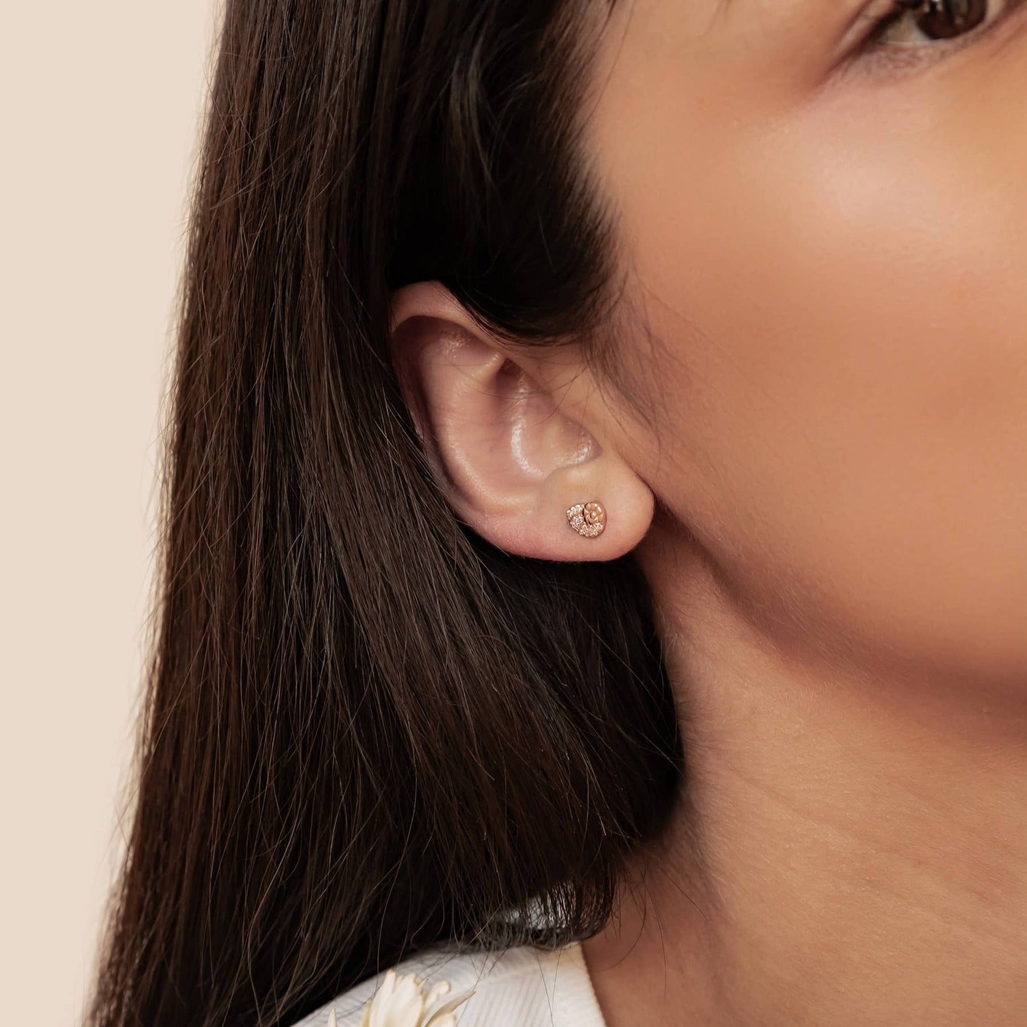 Shell Swirl Sparkle Stud Earrings Sterling Silver