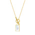 Shell Rectangle Pendant T-Bar Chain Necklace Gold