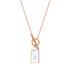 Shell Rectangle Pendant T-Bar Chain Necklace Rose Gold