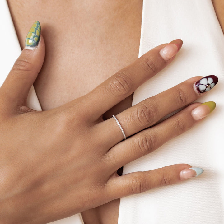 Bague Fine Bande Pierres Précieuses en Or