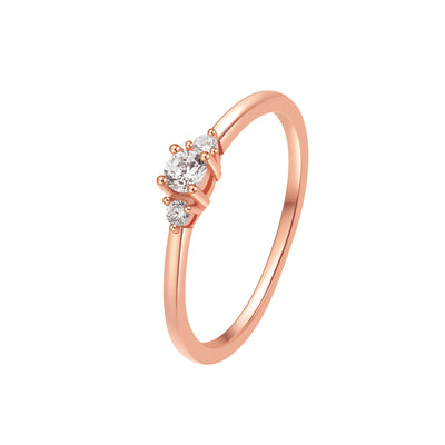 Anillo Triple Gema Banda Fina  Plata de Ley 925 en Oro