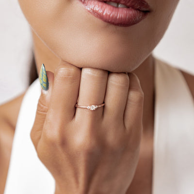 Anillo Triple Gema Banda Fina  Plata de Ley 925 en Oro