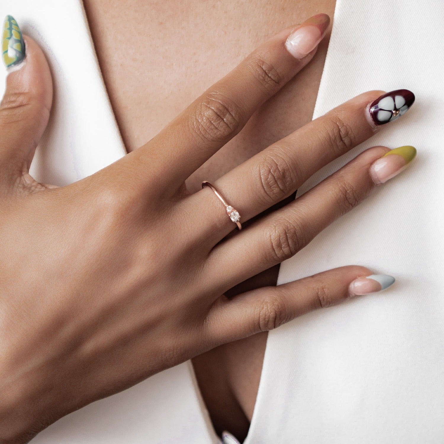 Bague Mince Trio Argent Sterling en Or