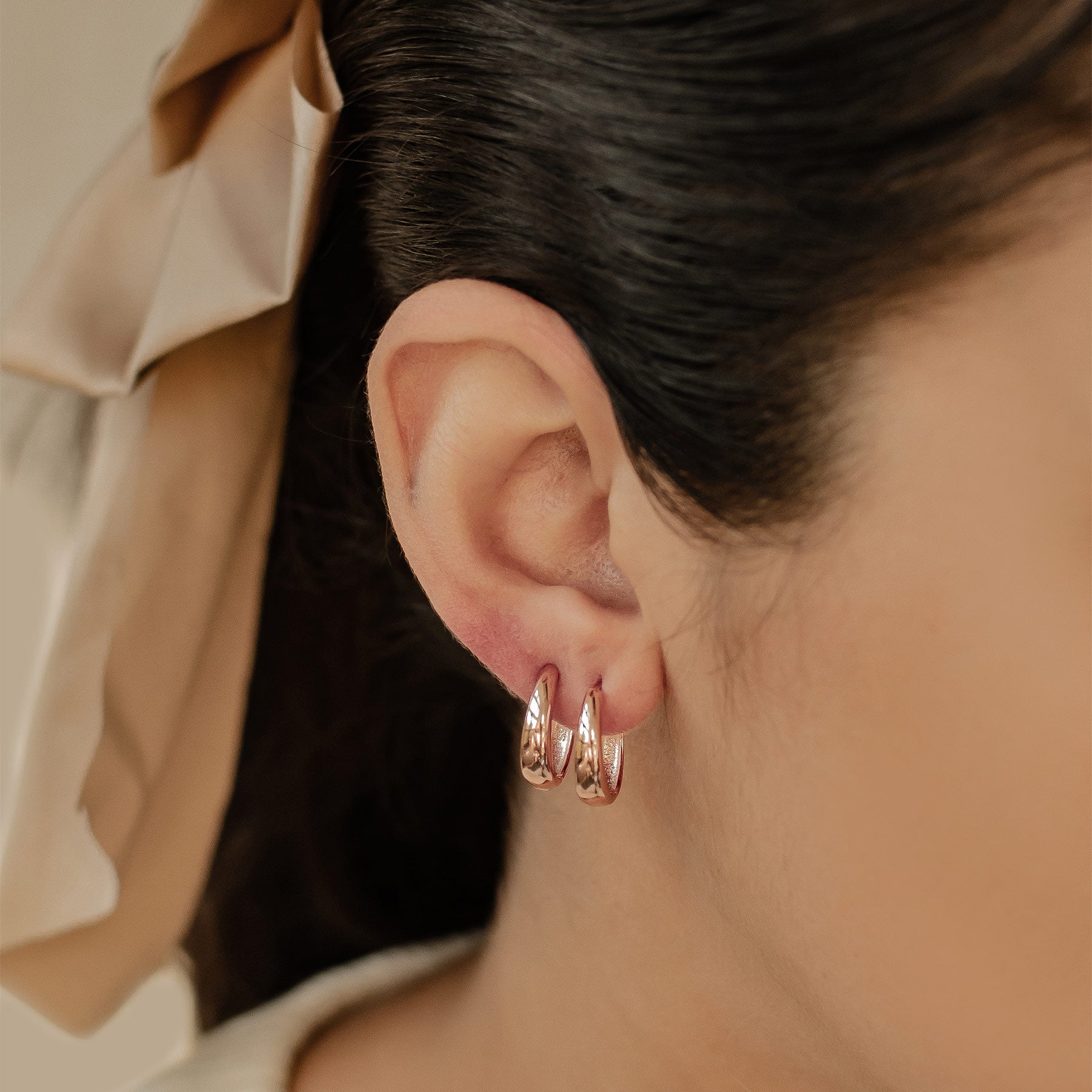 Kleine Kuppel Creolen aus Sterlingsilber