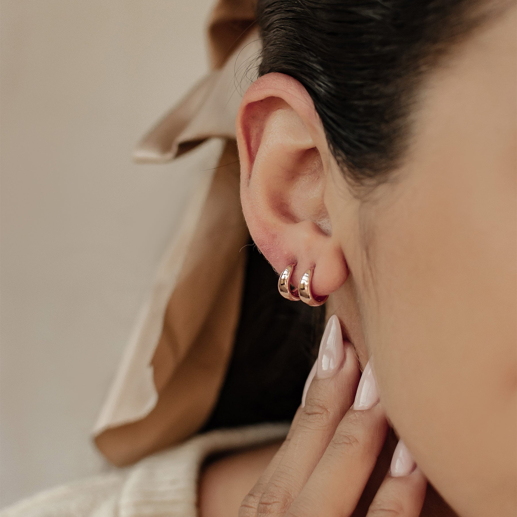 Kleine Kuppel Creolen aus Sterlingsilber