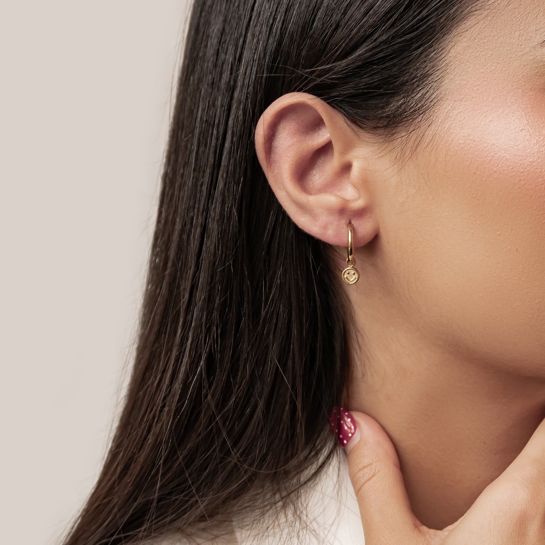 Creolen mit Smiley Anhänger wasserdicht