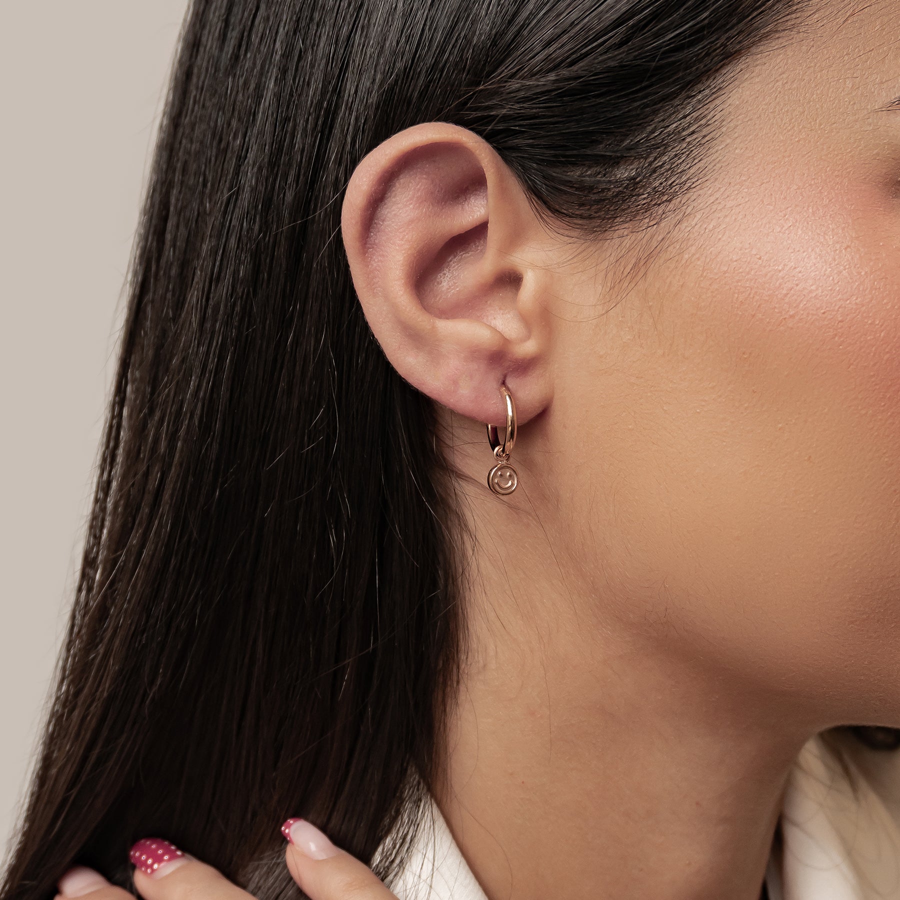 Creolen mit Smiley Anhänger wasserdicht