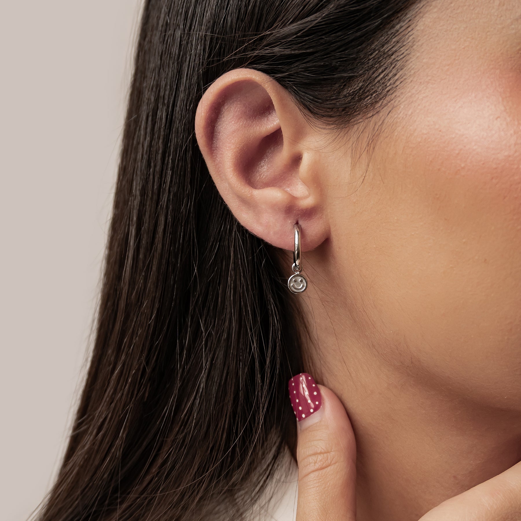 Creolen mit Smiley Anhänger wasserdicht