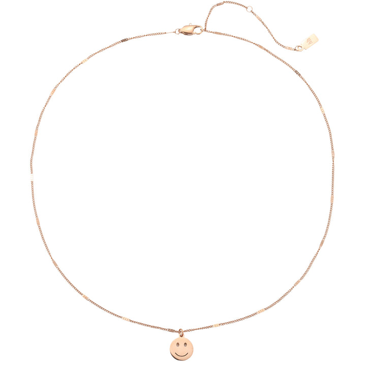 Collar Colgante Cara Smiley en Oro Rosa