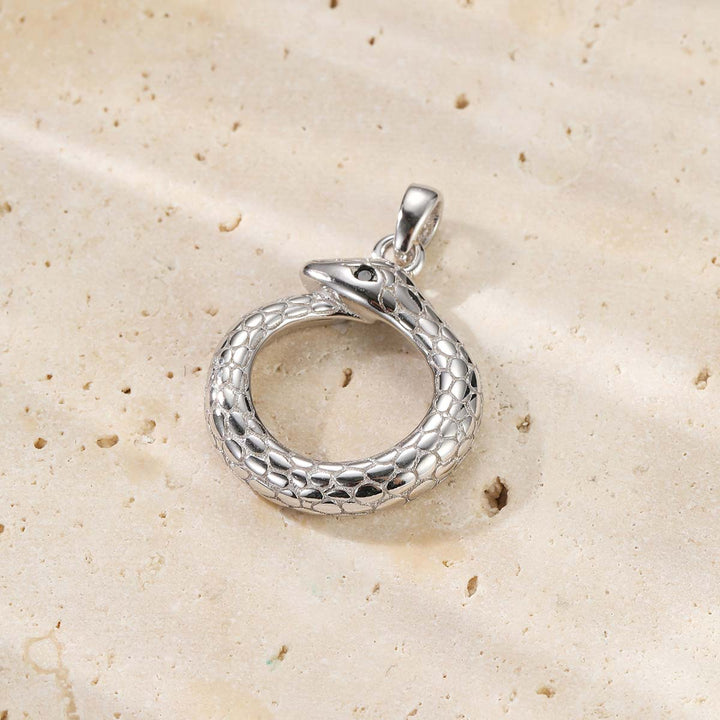 Collier Pendentif Serpent Ouroboros Renouvellement Argent Sterling