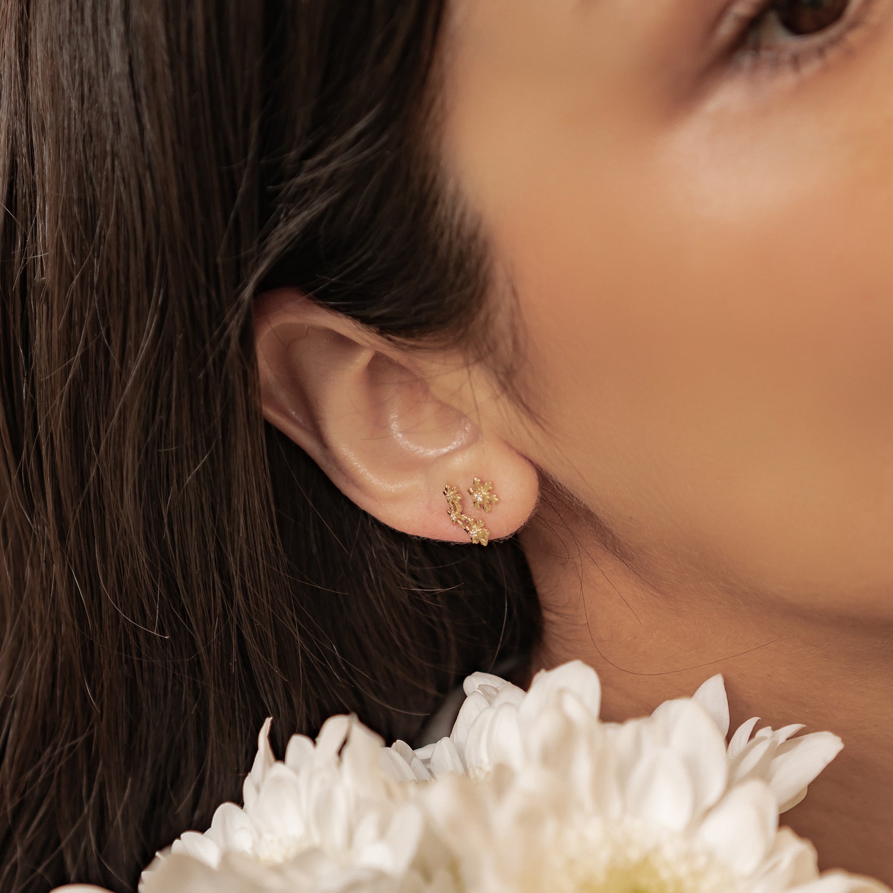 Boucles d’oreilles Snowflake Trio Argent Sterling