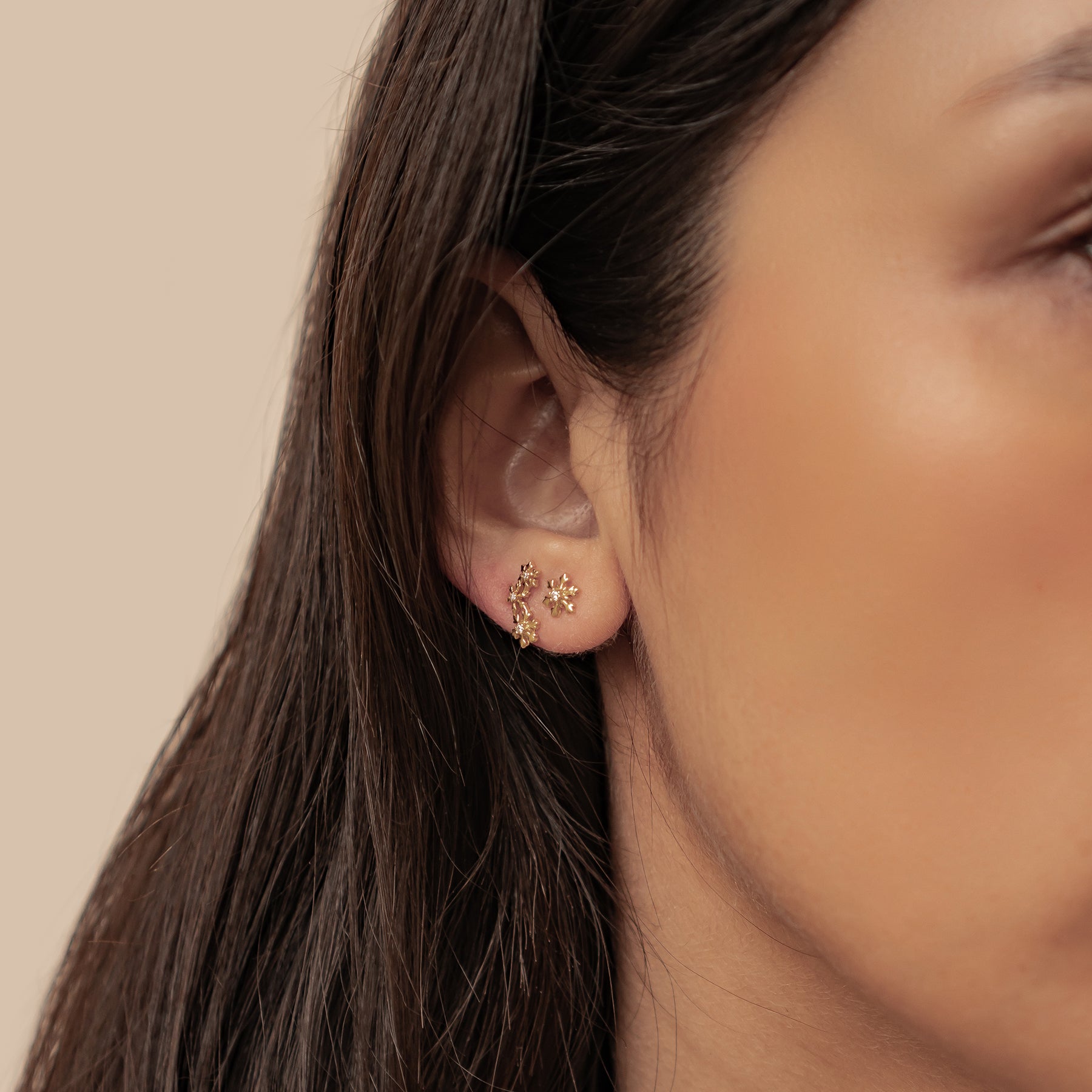 Boucles d’oreilles Snowflake Trio Argent Sterling