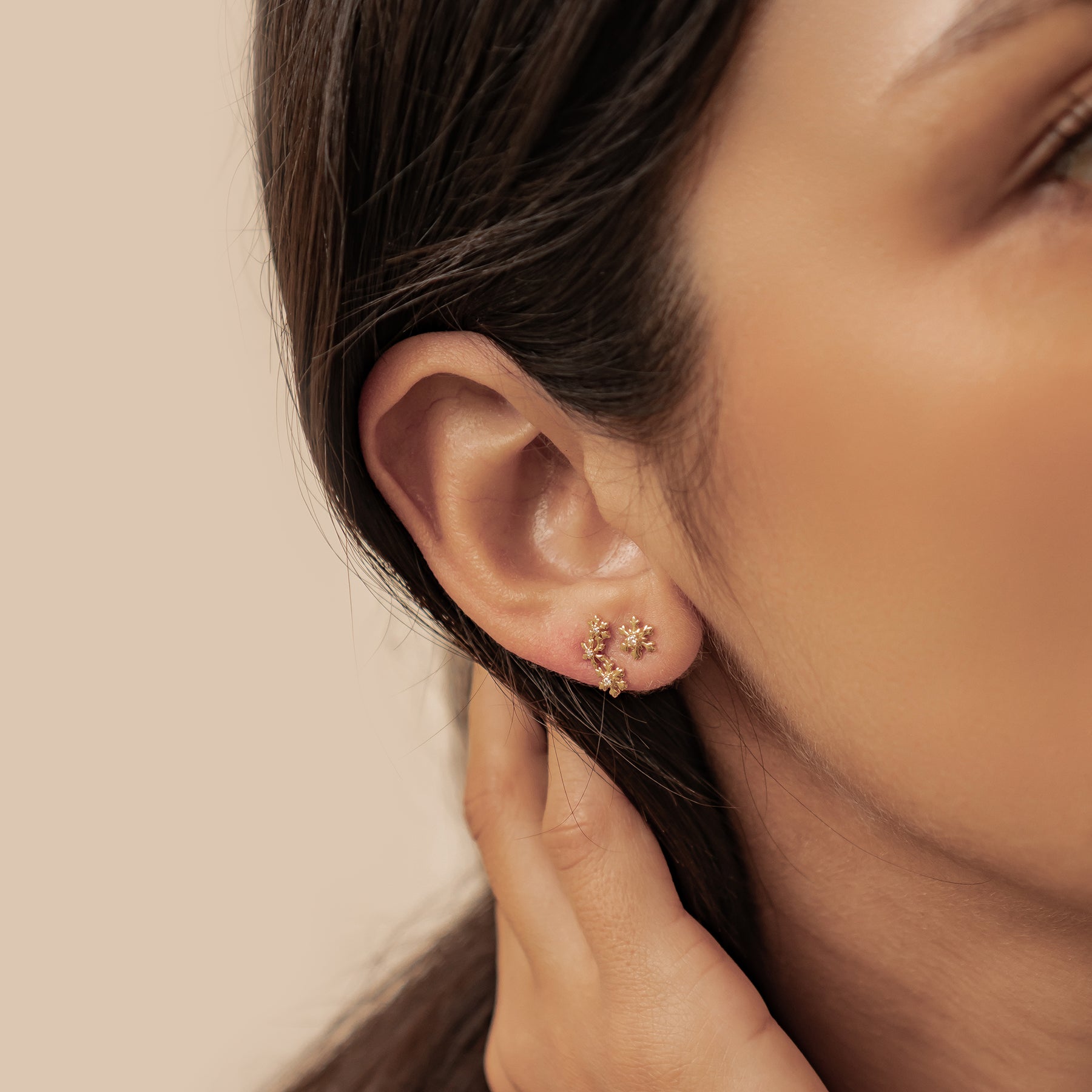 Boucles d’oreilles Snowflake Trio Argent Sterling