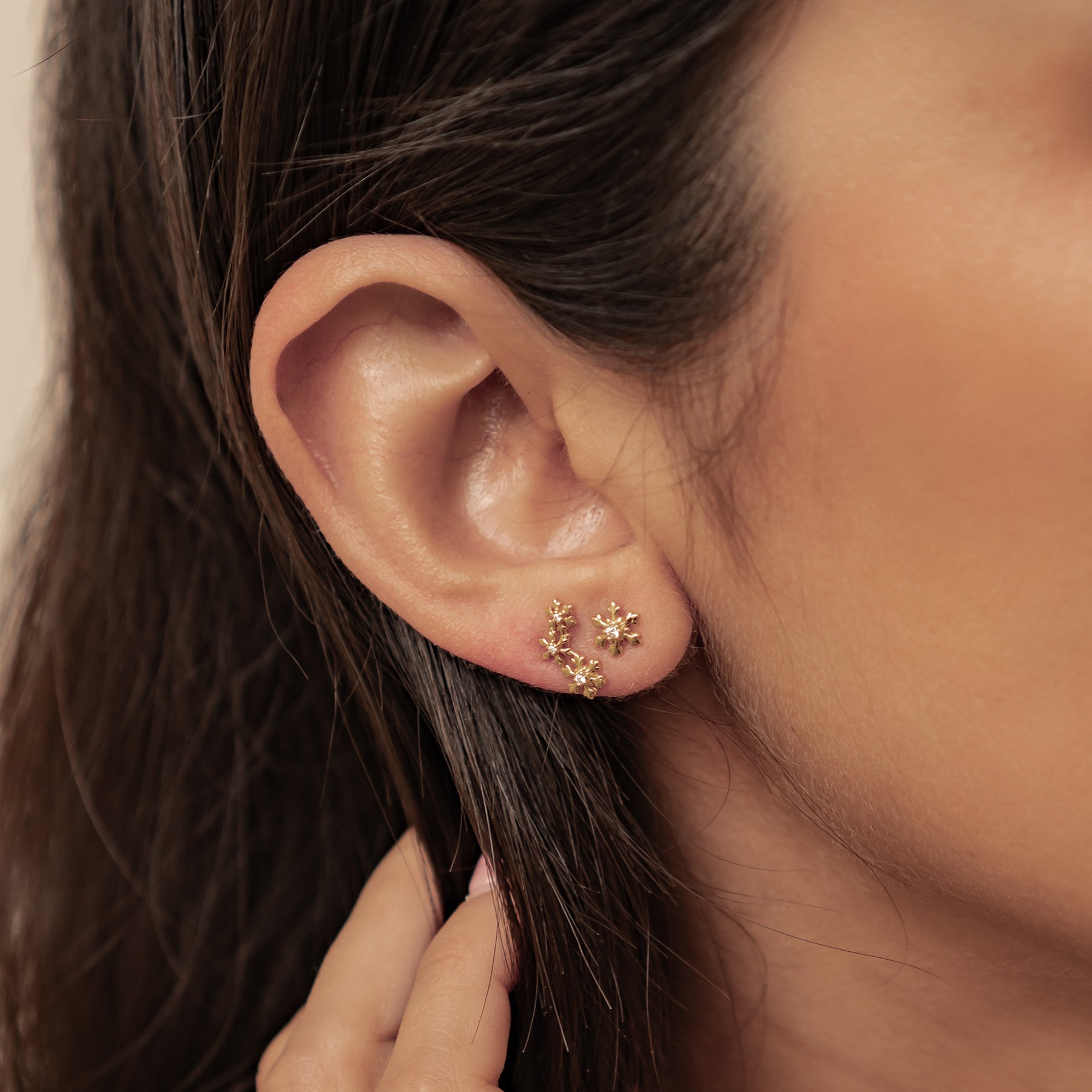 Boucles d’oreilles Snowflake Trio Argent Sterling