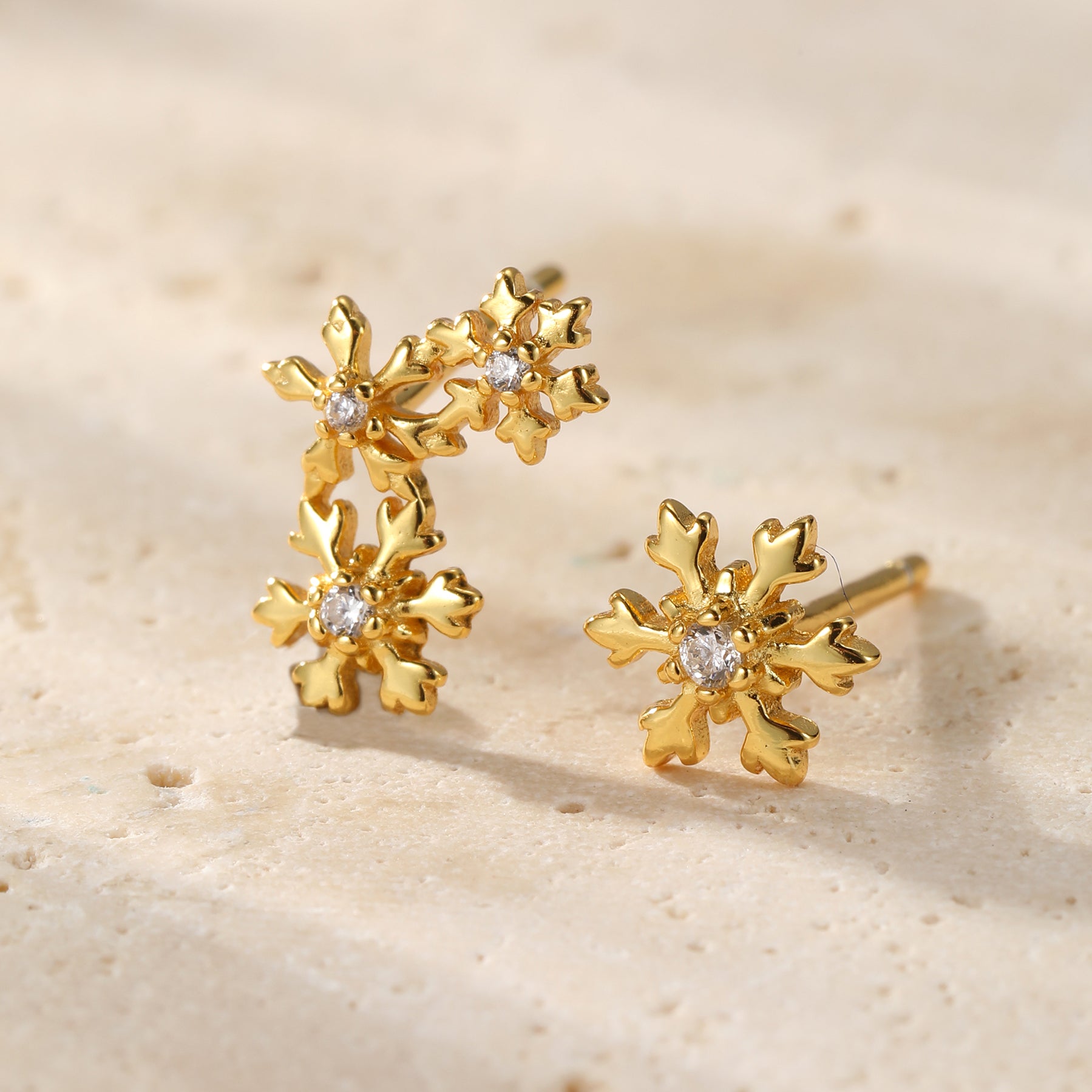 Boucles d’oreilles Snowflake Trio Argent Sterling