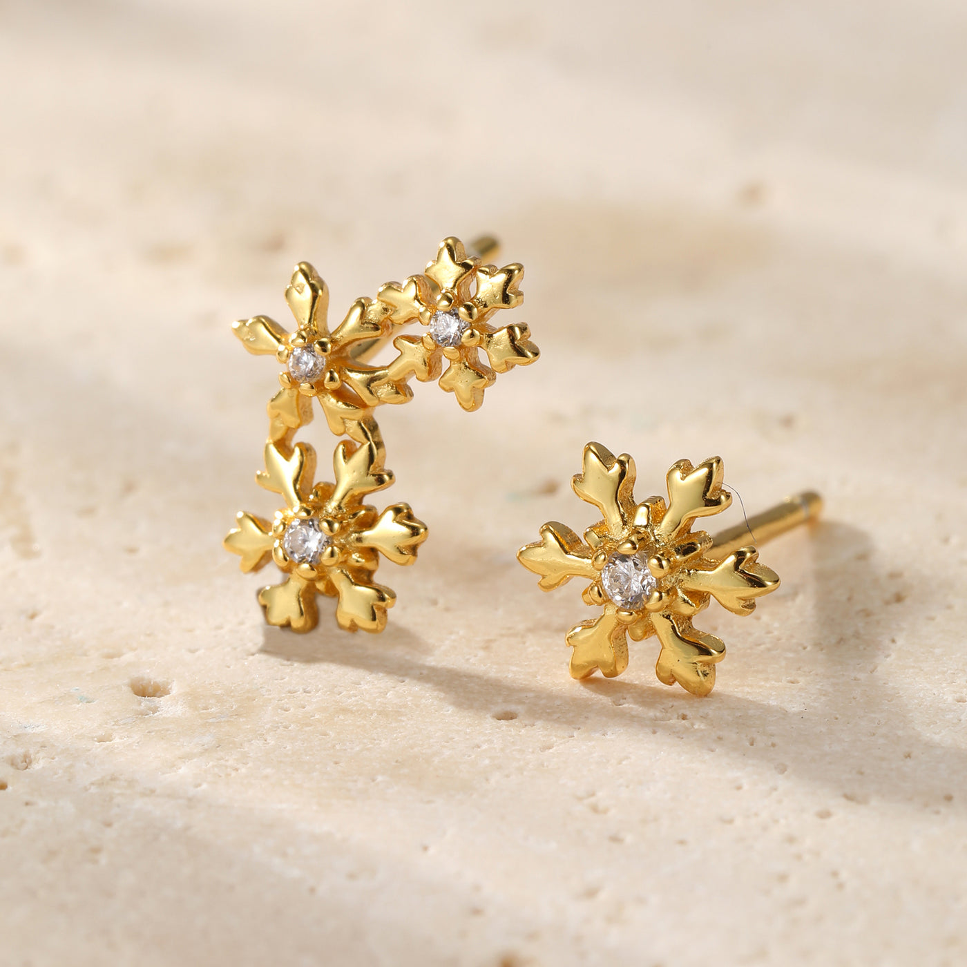 Schneeflocken Trio Ohrstecker Sterling Silber