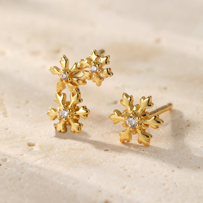 Schneeflocken Trio Ohrstecker Sterling Silber