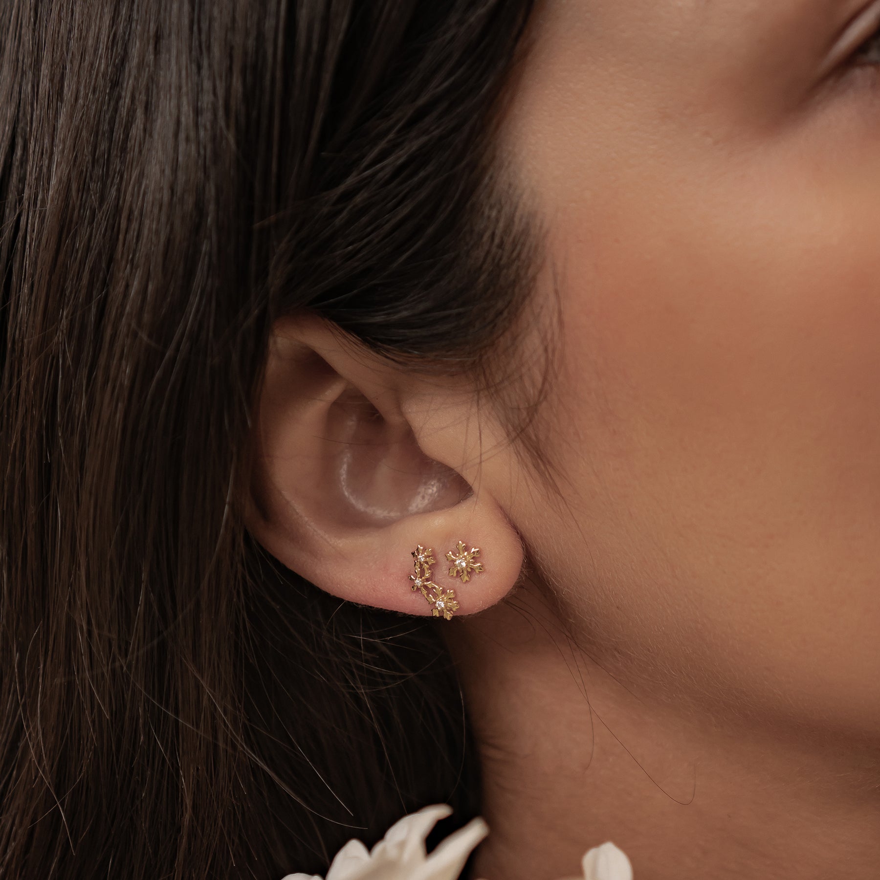 Boucles d’oreilles Snowflake Trio Argent Sterling