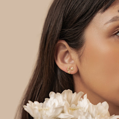 Schneeflocken Trio Ohrstecker Sterling Silber