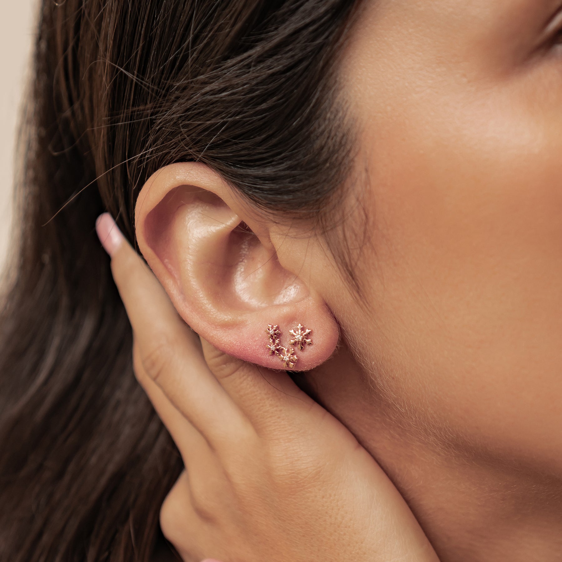 Boucles d’oreilles Snowflake Trio Argent Sterling