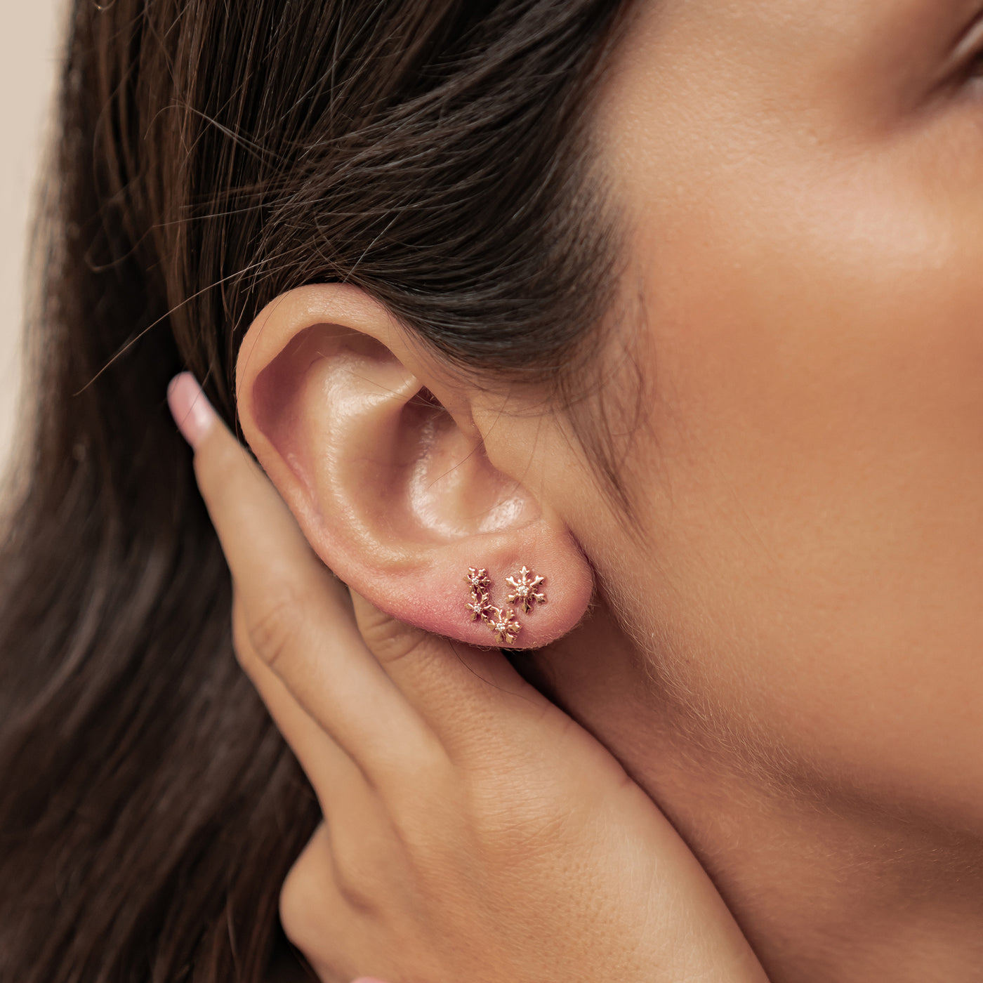 Schneeflocken Trio Ohrstecker Sterling Silber