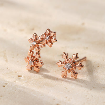 Schneeflocken Trio Ohrstecker Sterling Silber